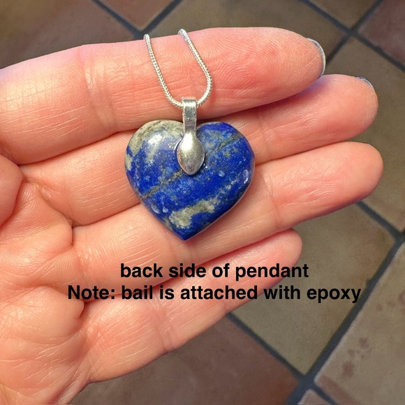 lapis heart pendant with sterling silver chain - Picture 7 of 7